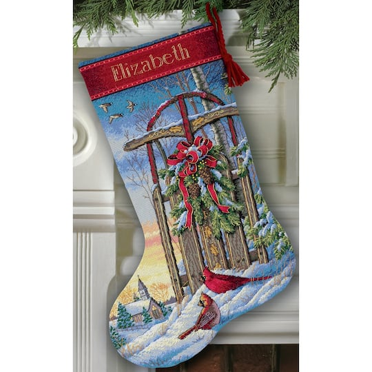 Dimensions&#xAE; Gold Collection 16&#x22; Christmas Sled Stocking Needlepoint Kit